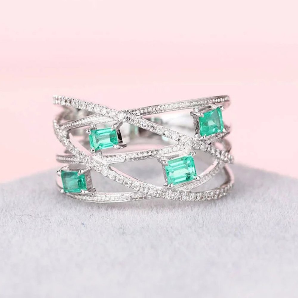 💥 Fashion Cross Multi Layer Romantic Gems Zircon Rings for Women, EVGG1300